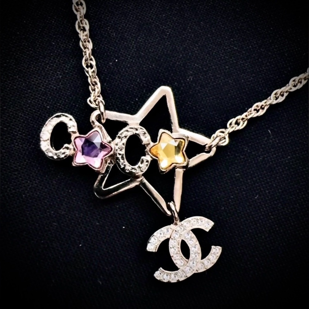 COCO gold crystal interlocking CC Star chain necklace - Picture 1 of 9